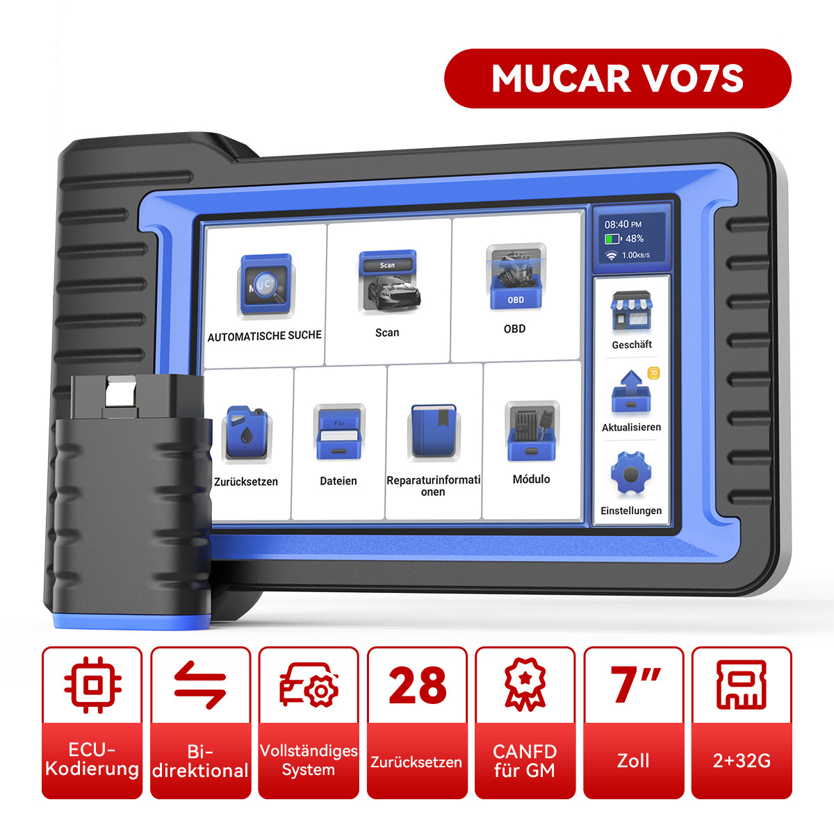 MUCAR VO7S Bidirektional Obd2 Diagnosegerät für Alle Fahrzeuge