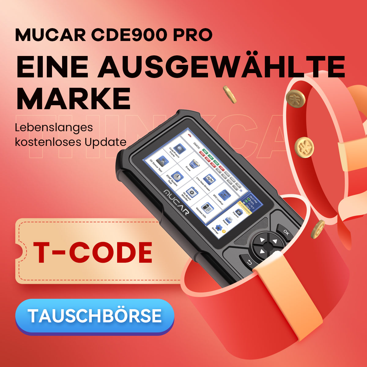 MUCAR CDE900 PRO T-CODE 1 AUSGEWÄHLTE AUTOMARKE VOLLE FUNKTIONEN