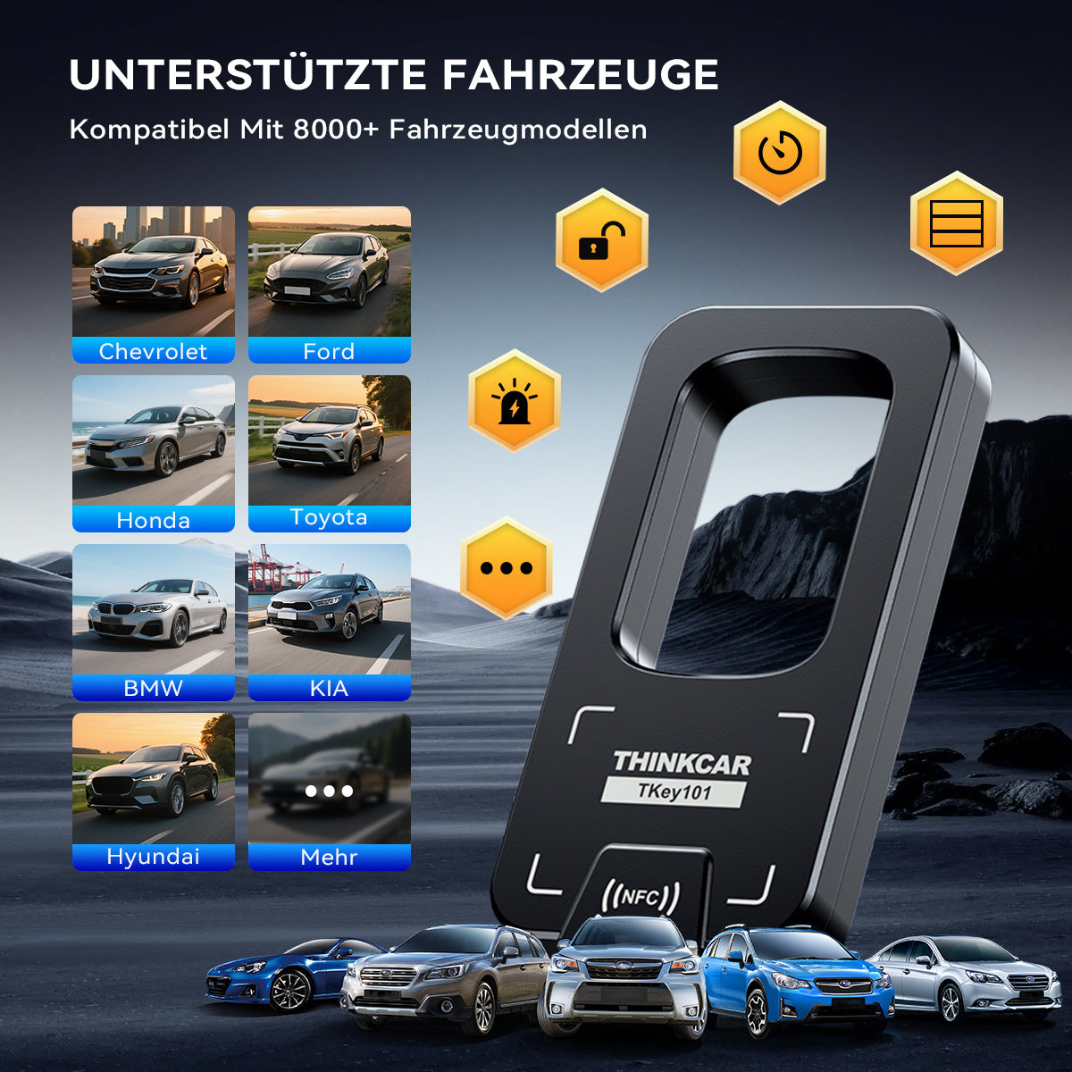 THINKCAR TKEY101 Universelles Autoschlüssel-Programmiergerät mit 6 Funk-Schlüsseln