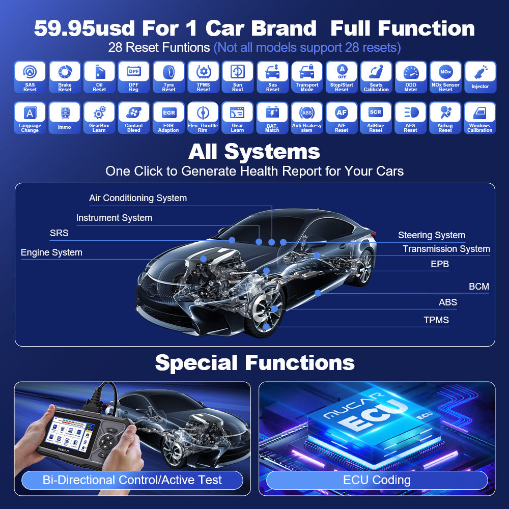 MUCAR CDE900 PRO T-CODE 1 AUSGEWÄHLTE AUTOMARKE VOLLE FUNKTIONEN